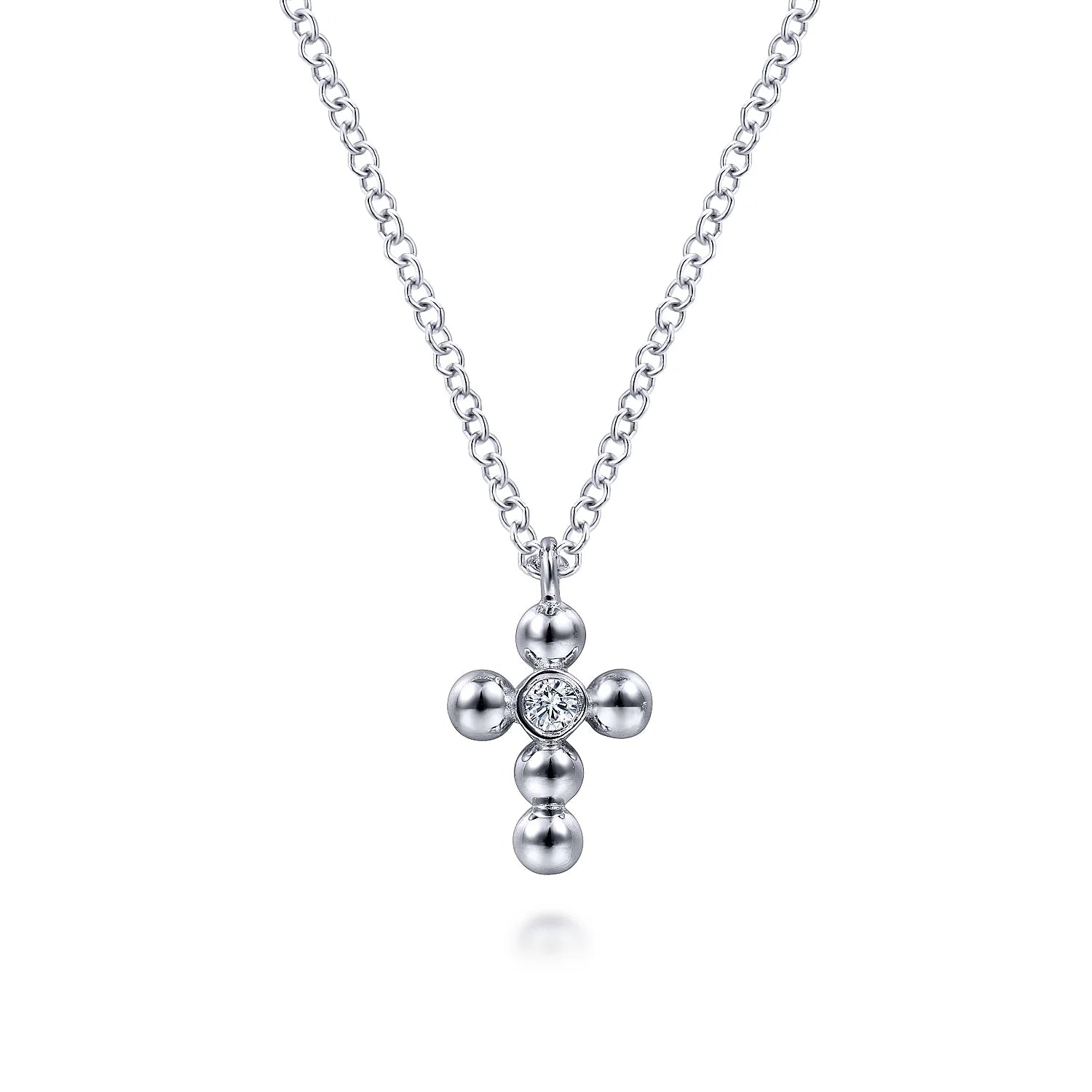 Diamond and Bujukan Bead Cross Necklace