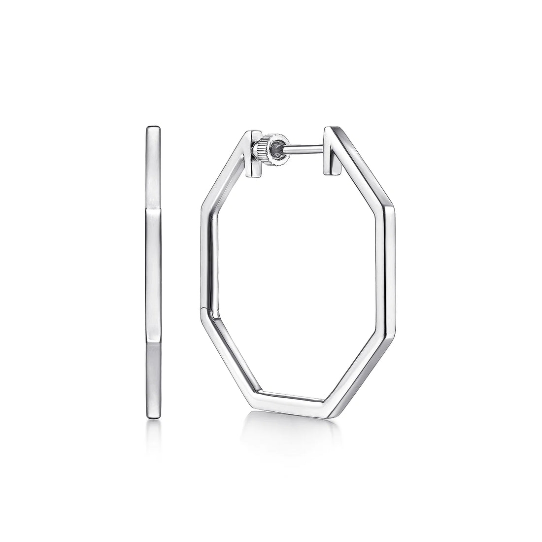 Silver Geometric Classic Hoop Earrings