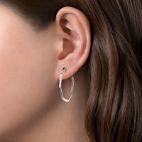 Silver Geometric Classic Hoop Earrings