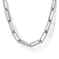 Silver Thick Paper Clip Chain Necklace