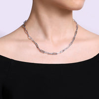 Silver Thick Paper Clip Chain Necklace