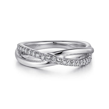 Silver White Sapphire Pavé Criss Cross Ring