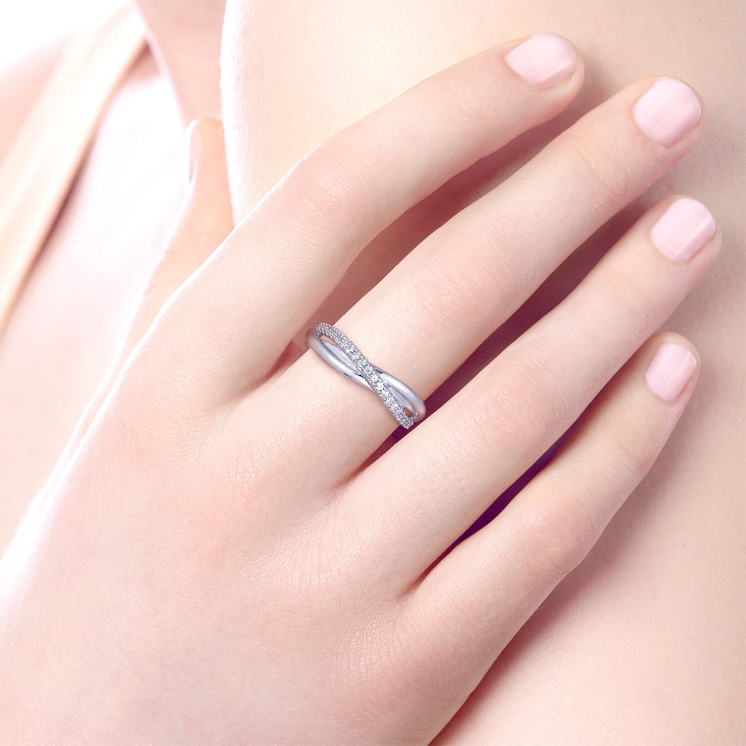 White Sapphire Pavé Criss Cross Ring