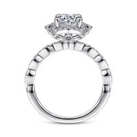 Gabriel & Co Unique 14K White Gold Art Deco Halo Diamond Engagement Ring