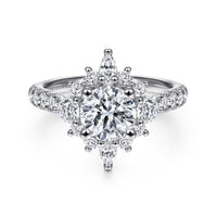 Gabriel & Co Unique 14K White Gold Halo Diamond Engagement Ring