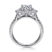 Gabriel & Co Unique 14K White Gold Halo Diamond Engagement Ring