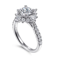 Gabriel & Co Unique 14K White Gold Halo Diamond Engagement Ring