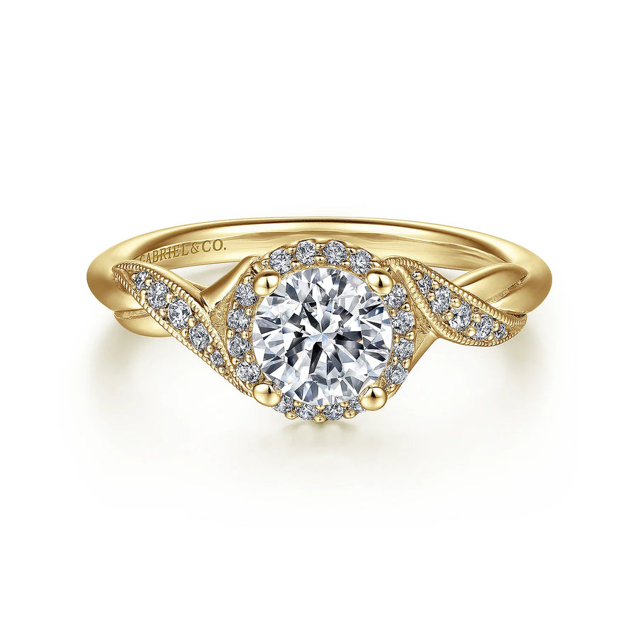 Gabriel & Co 14k Yellow Gold Diamond Halo Engagement Ring