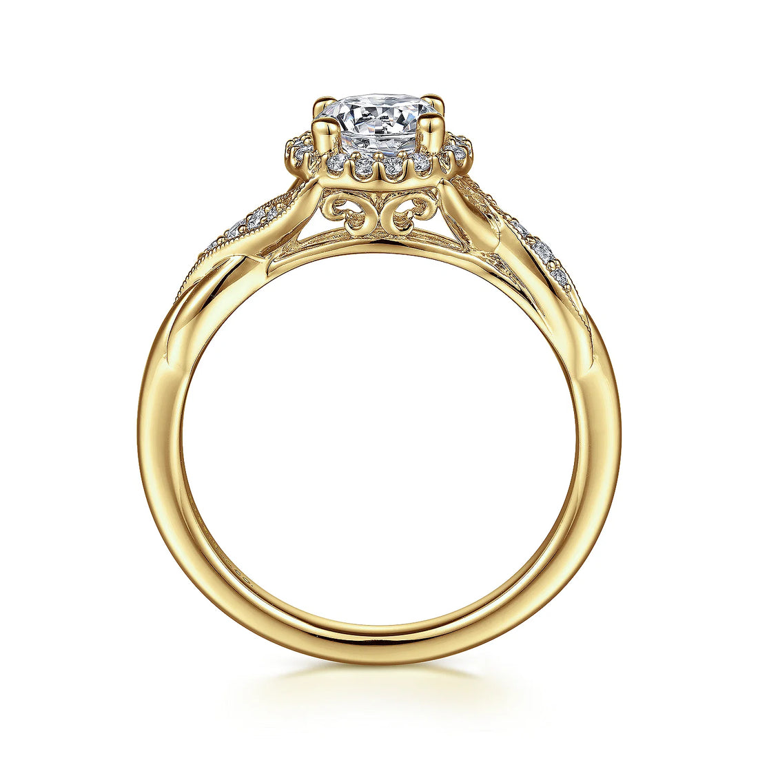 Gabriel & Co 14k Yellow Gold Diamond Halo Engagement Ring