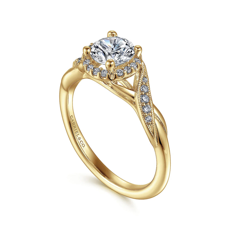 Gabriel & Co 14k Yellow Gold Diamond Halo Engagement Ring