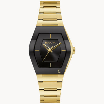 Black & Gold Dial Black Stainless Steel Watch