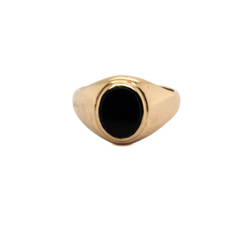 10k Yellow Gold Black Onyx Signet Ring