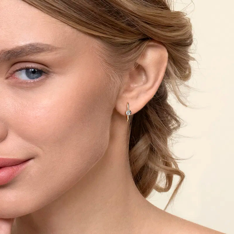 J Hoop White Sapphire Earrings