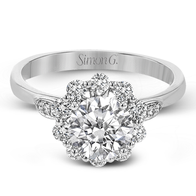 18k White Gold Floral Inspired Engagement Ring