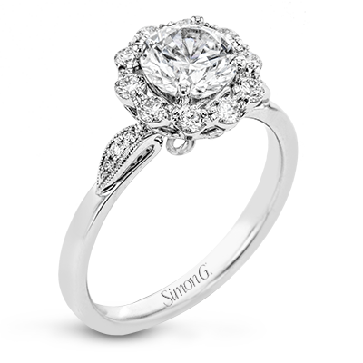 18k White Gold Floral Inspired Engagement Ring