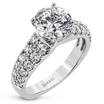 18k White Gold Double Row Engagement Ring