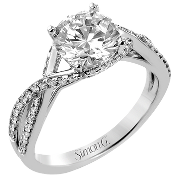 Simon G 18k White Gold Twist Engagement Ring