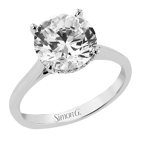 Simon G 18k White Gold Diamond Halo Engagement Ring