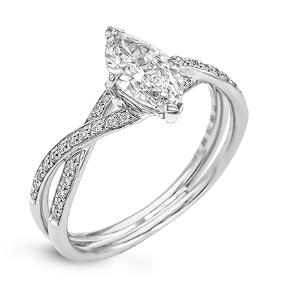 18k White Gold Diamond Twist Engagement Ring