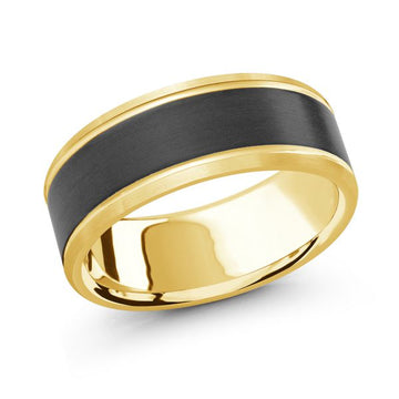 14K Gold & Carbon Wedding Band