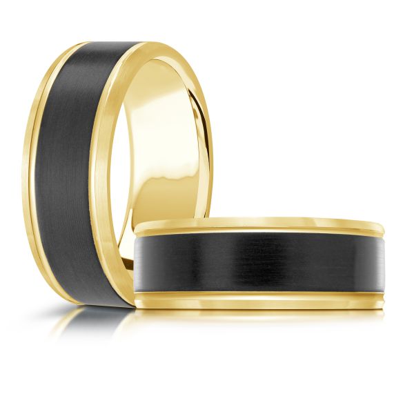 14K Gold & Carbon Wedding Band