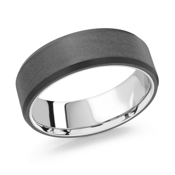 14K Gold & Carbon Wedding Band