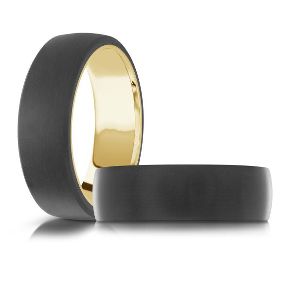 14K Gold & Carbon Wedding Band