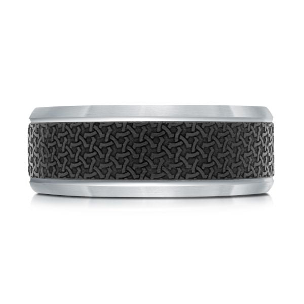 14k Gold & Carbon Fibre Pattern Wedding Band