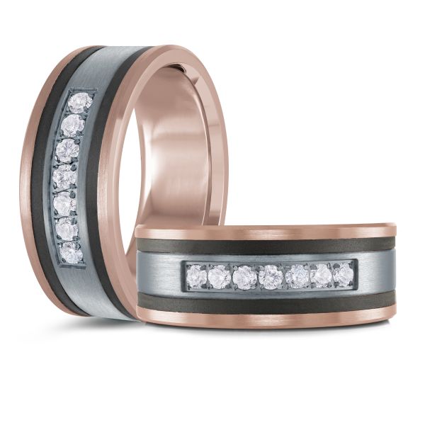 14k Gold & Tantalum Diamond Wedding Band