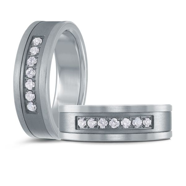 14k Gold & Tantalum Diamond Wedding Band