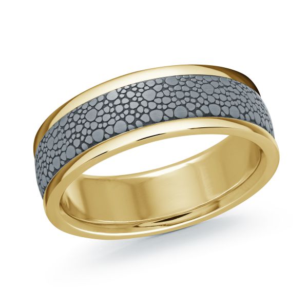 14k Gold & Tantalum Patterned Wedding Band