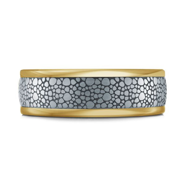 14k Gold & Tantalum Patterned Wedding Band