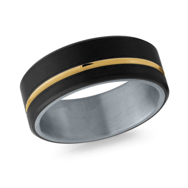 14K Gold & Tantalum Satin Finish Wedding Band