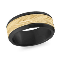 14K Gold & Black Zirconium Wedding Band