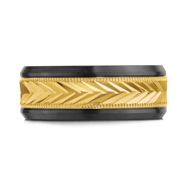 14K Gold & Black Zirconium Wedding Band