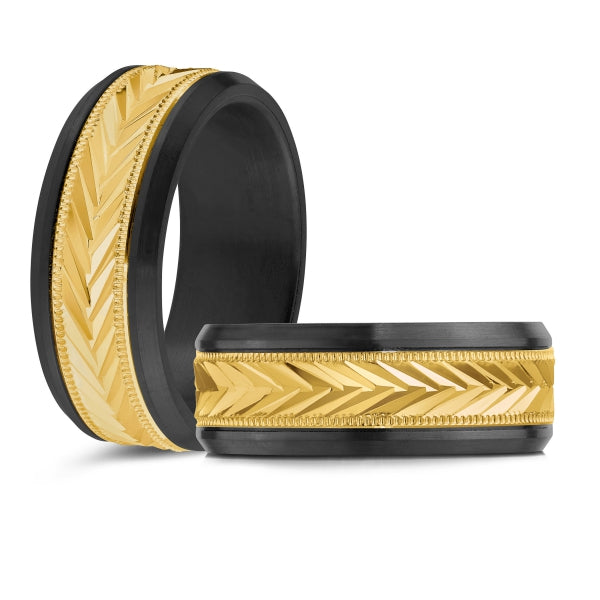 14K Gold & Black Zirconium Wedding Band