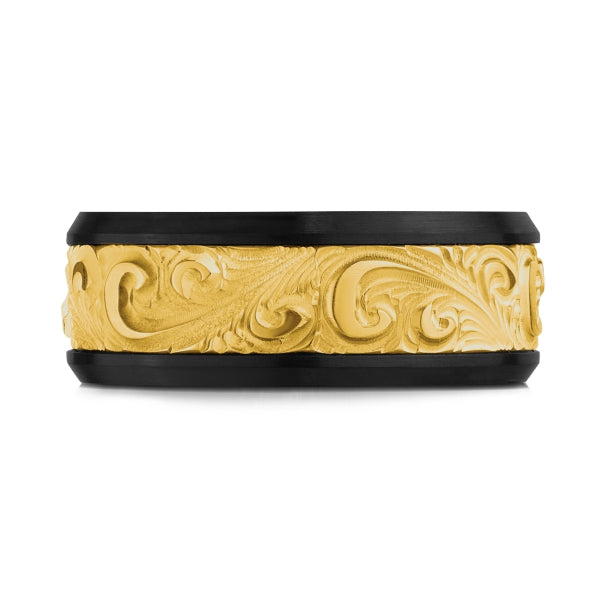 14K Gold & Black Zirconium Wedding Band