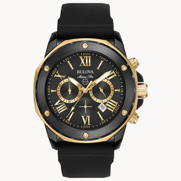 Black & Gold Dial Black Silicone Watch