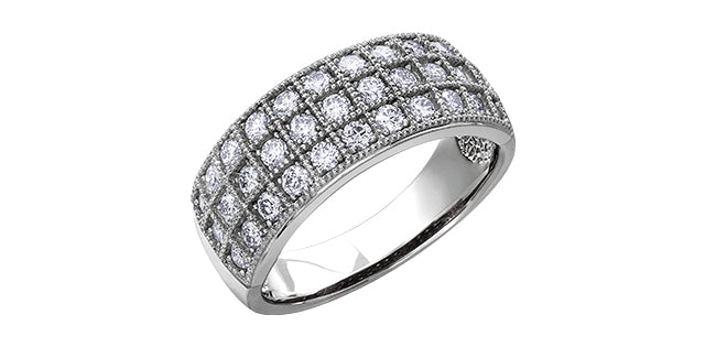 14K Three Row Diamond Fashion Ring
