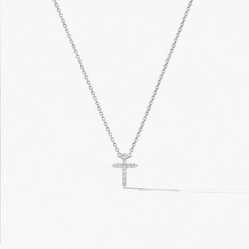 18K White Gold Signature Cross Diamond Pendant