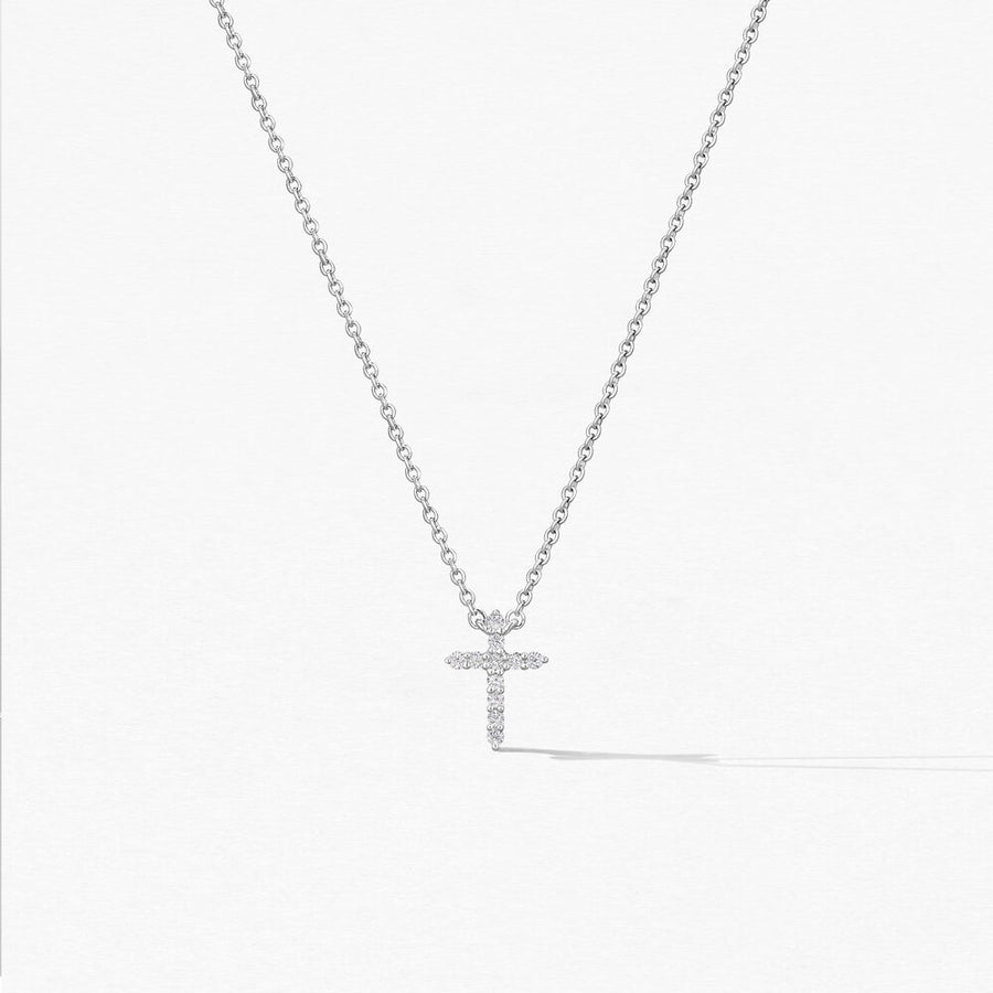 18K White Gold Signature Cross Diamond Pendant