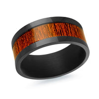 Black Tantalum & Wood Satin Finish Wedding Band