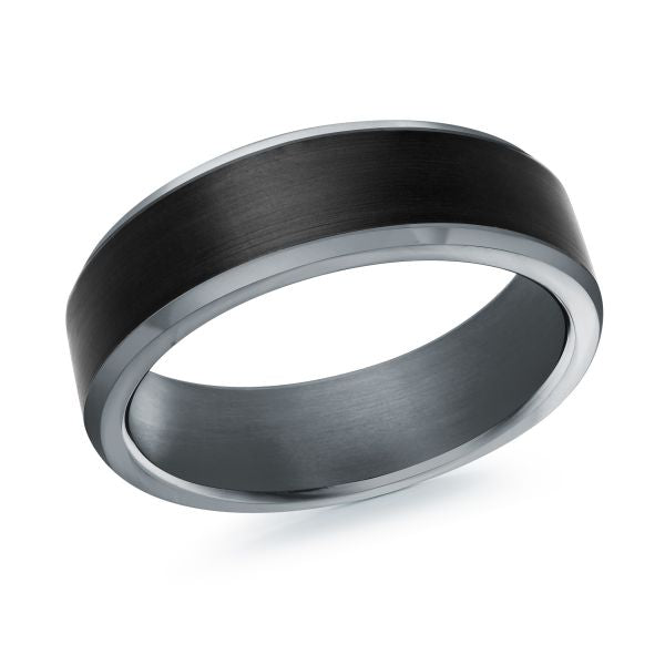 Tantalum & Carbon Satin Finish Wedding Band