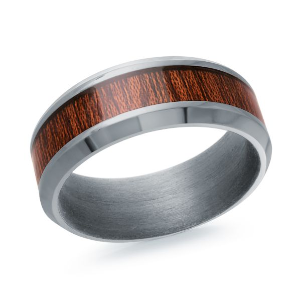 Tantalum & Wood Satin Finish Wedding Band