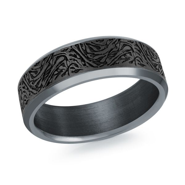 Tantalum & Carbon Satin Finish Wedding Band