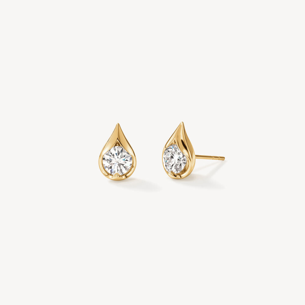 18K White Gold LU Diamond Droplet Studs