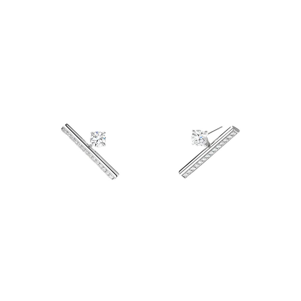 18K Gold Diamond Barre Floating Pave Climbers