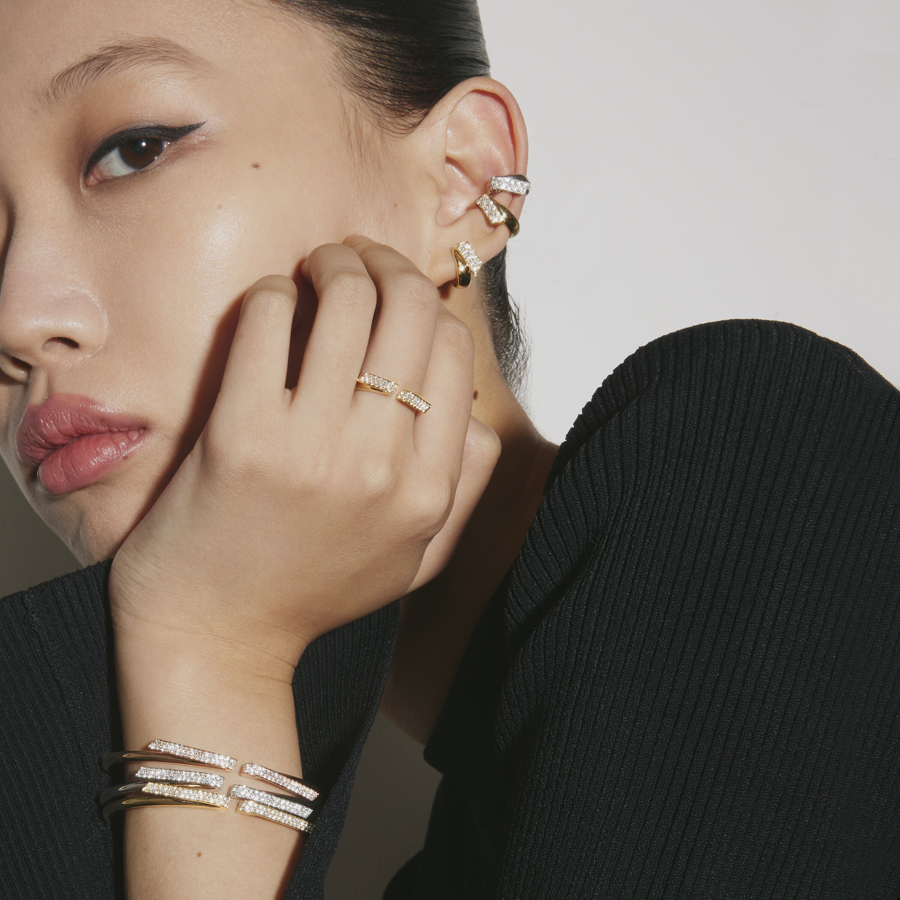 Inside Out Diamond Flip Open Ring