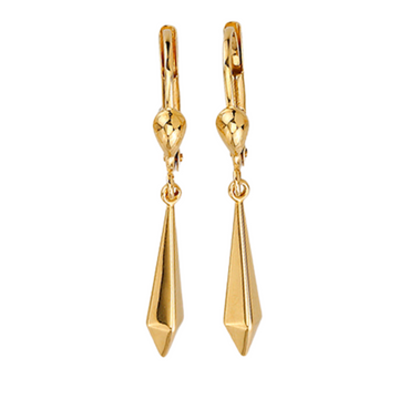 10K Yellow Gold Geometric Dangle Earring