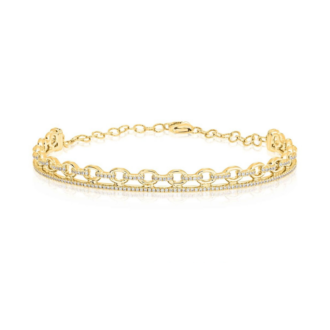 14K Yellow Gold Diamond Link Bangle